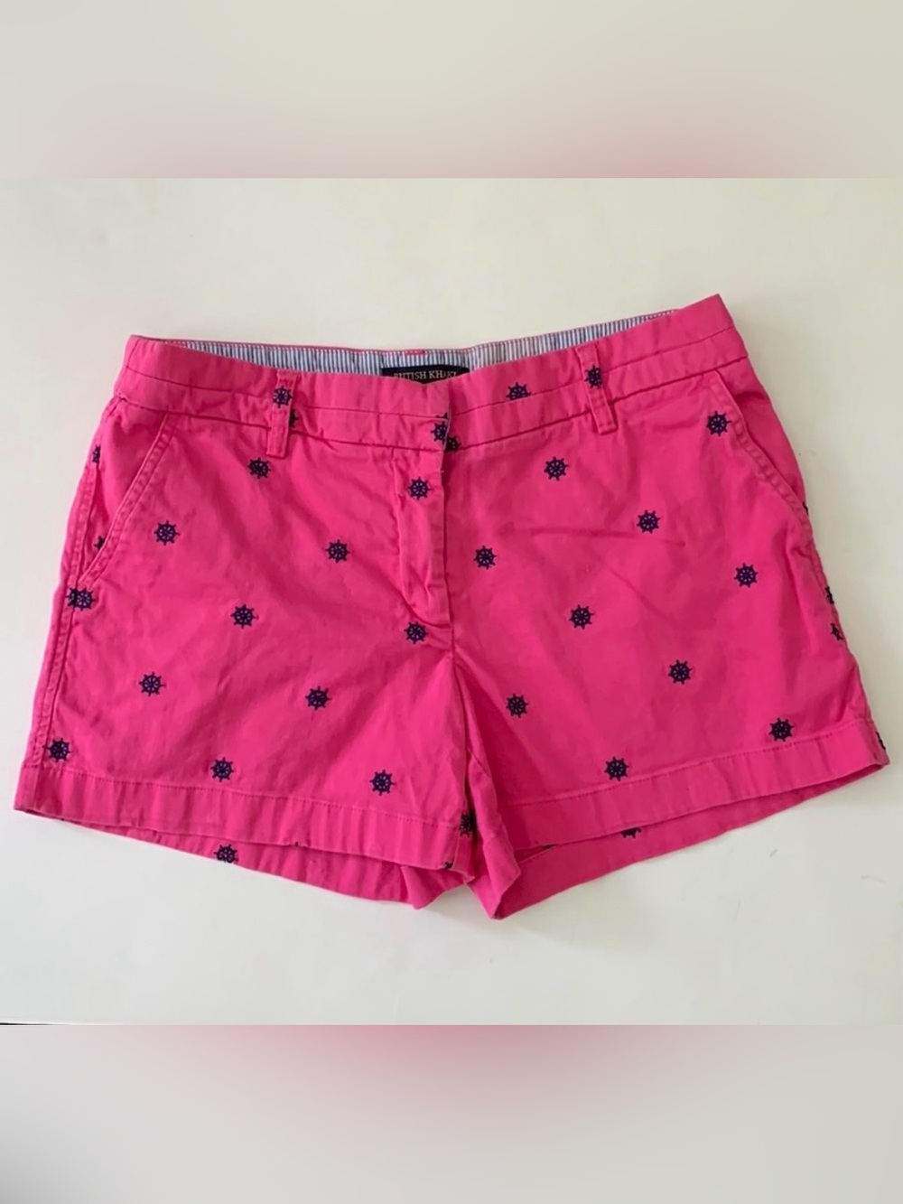 BRITISH KHAKI SHORTS NAUTICAL PINK COTTON STRETCH SIZE 6 PREPPY SUMMER GOLF